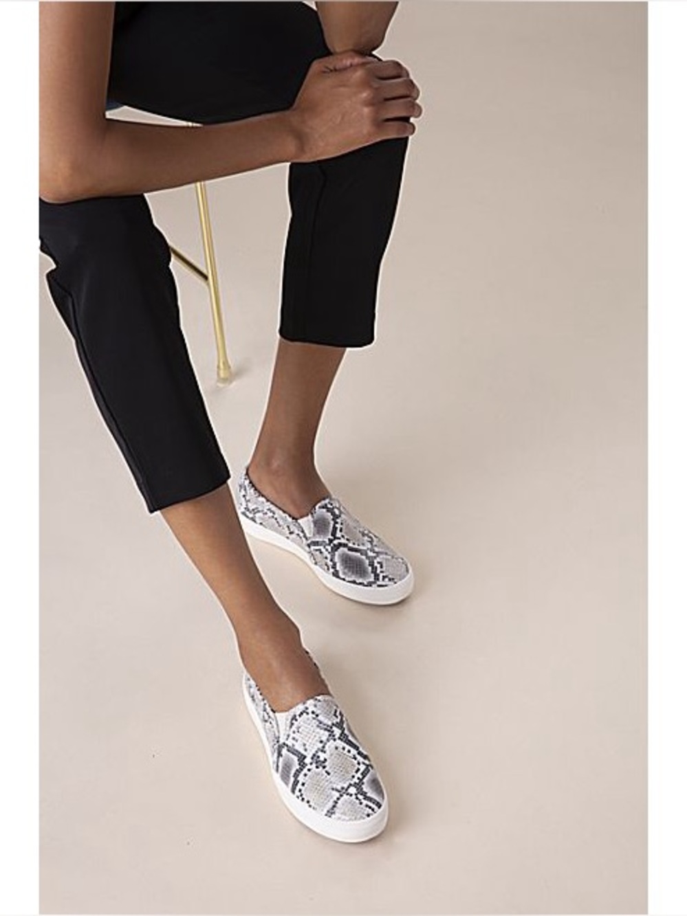 Keds Women's Black and White Snake Print Slip-Ons